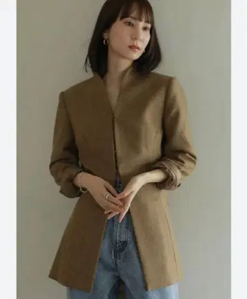 louren waistshape nep tweed jacket brown