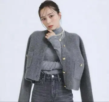 anuans 아뉴앙스 라쿤 블렌드 노카라 니트 자켓