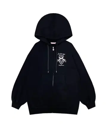 Honey Cinnamon angel heart 지퍼 후드티 블랙