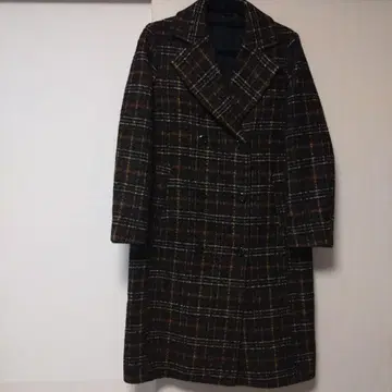 [ 새상품급 ] GU 체크 무늬 더블 브레스트 롱 코트 M 사이즈