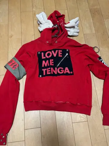 LOVE ME TENGA 후드티 punk 리메이크 스터드