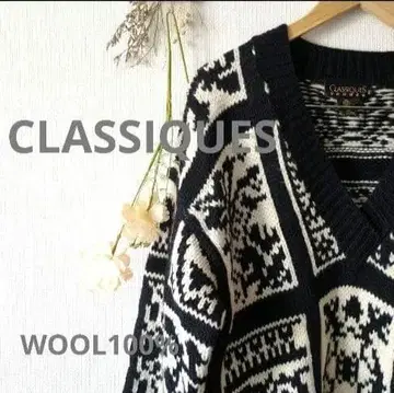 CLASSIQUES 니트 상의 빈티지 레트로 패턴 아이템 멋쟁이