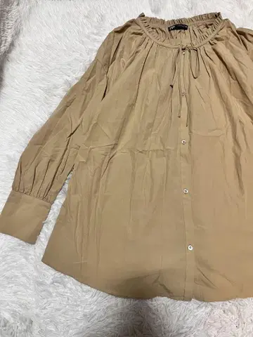 ZARA 긴팔 블라우스 리본 베이지 풀오버 코튼