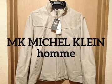 새상품 MK MICHEL KLEIN homme 가죽 라이더스 블루종