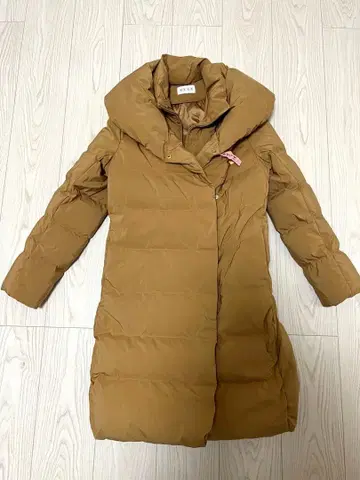 PLST 플라스테 2WAY 넥 롱 다운 코트 숄카라 M 카멜