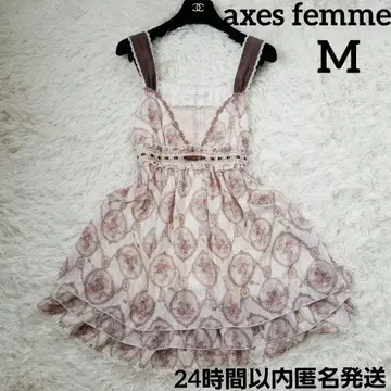 axes femme 앤티크 플라워 쉬폰 원피스 M 패널 무늬