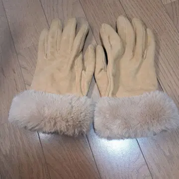 미사용 GALA GLOVES 램 가죽 퍼 장갑 캐시미어 베이지