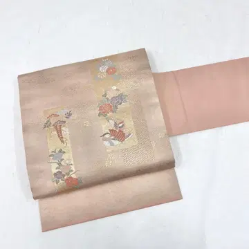 나고야 오비 꽃무늬 문양 원앙 하나비시 댓잎 금실 벚꽃쥐색 PO-3362