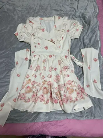 플라워 프린트 미니 원피스 반팔