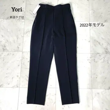 [ 미사용 새상품 ] 택 포함 Yori 핀턱 스트레치 팬츠 38 M 블랙