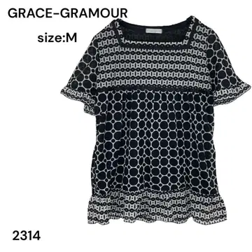 GRACE-GRAMOUR 셔츠 상의 반팔 안감 있음 올 패턴 스타일리시
