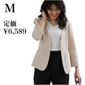 노카라 자켓 워셔블 7부 소매 라이트 베이지 니센