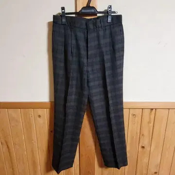 새상품급 레트로 구제 의류 체크 무늬 슬랙스 허리 82cm 일본제