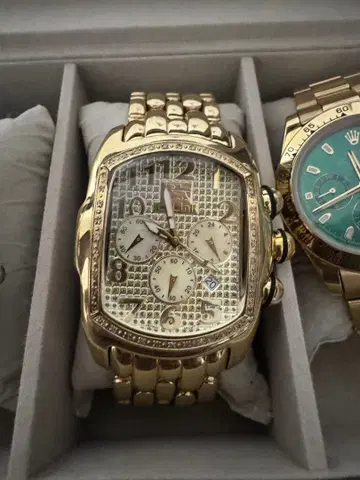 Ice Link 골드 크로노그래프 손목시계