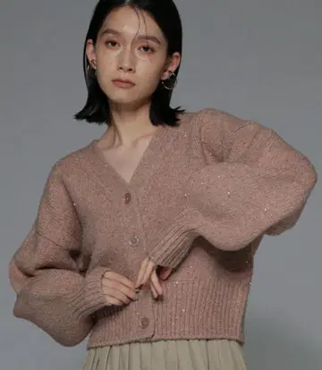 스팽글 라메 니트 NATURAL BEAUTY BASIC 핑크