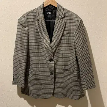 ZARA 체크 무늬 테일러드 자켓