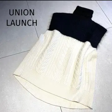 UNION LAUNCH 컬러 블록 니트 베스트 터틀넥
