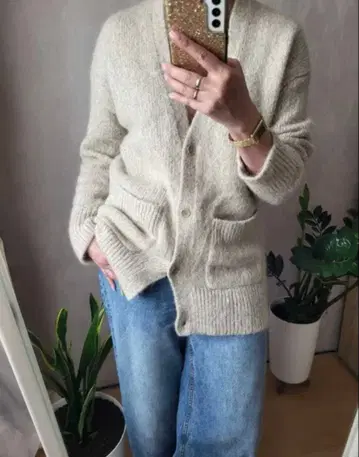 COS 베이지 가디건 울 혼방