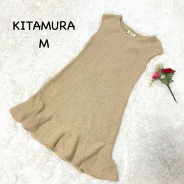 키타무라 [ M ] 캐시미어 100% 슬리브리스 니트 밑단 플레어 원피스