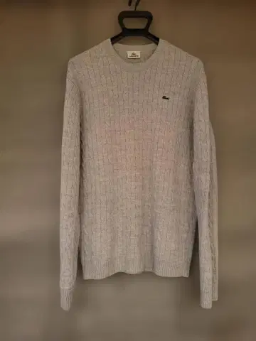 LACOSTE 라코스테 V넥 케이블 니트 스웨터 울