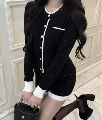 스팽글 가디건 셋업 한국