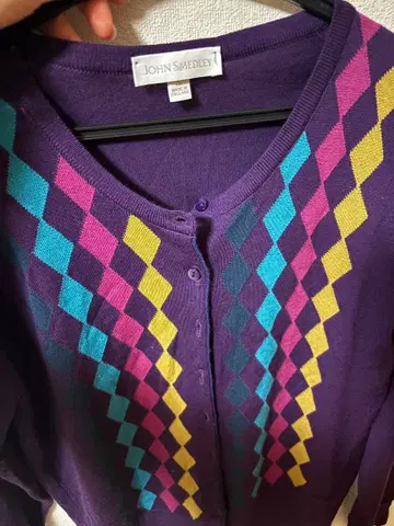 JOHN SMEDLEY 보라색 다이아몬드 패턴 가디건