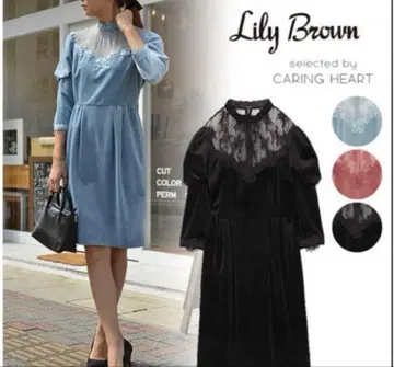 LilyBrown 블루 레이스 디테일 원피스