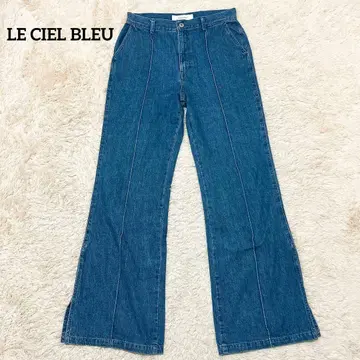 LE CIEL BLEU 센터 심 밑단 슬릿 배기 데님 38