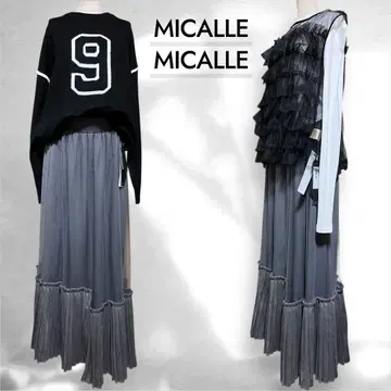 미사용 새상품 MICALLEMICALLE 절개 플리츠 샤샤 스커트