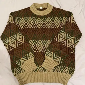 구제 vintage 페어아일 패턴 니트 스웨터