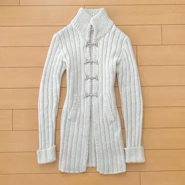 알파카 니트 롱 가디건 그레이 고급스러움