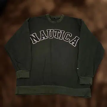 NAUTICA 다크 그린 로고 맨투맨