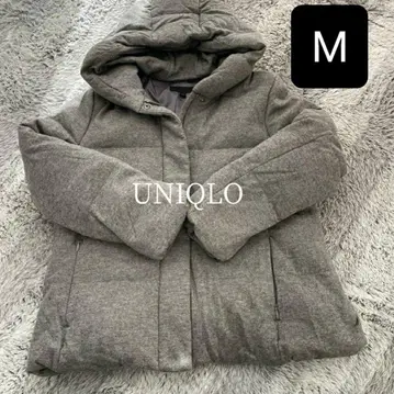 UNIQLO 울 다운 후드티 다운 자켓 그레이 M