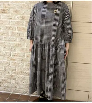 캐틀세존 면린넨 글렌체크 2WAY 원피스