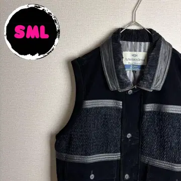 구제 의류 베스트 집업 지퍼 레이온 스웨이드 블랙 하이넥