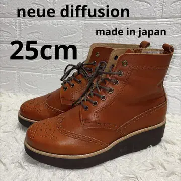 neue diffusion 천연 가죽 웨지솔 통굽 레이스업 부츠 25