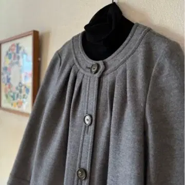 컨디션 최상 마이클코어 노카라 울 코트