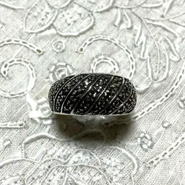 마카사이트 넓은 실버 반지