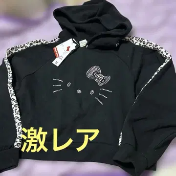 새상품 짧은 기장 3L 키티 레오파드 블랙 후드티 CECILMcBEE