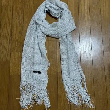 일본제 INED 이네드 레이스 스톨 숄 스카프 실버 라메