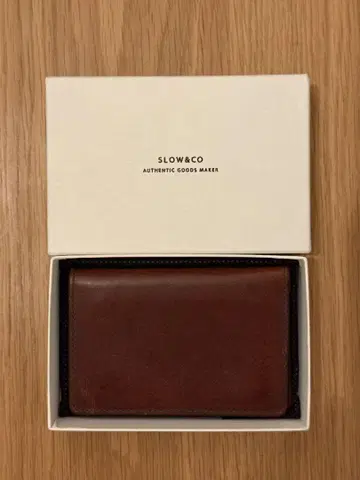 SLOW 이단 접이식 지갑 카드 케이스 브라운