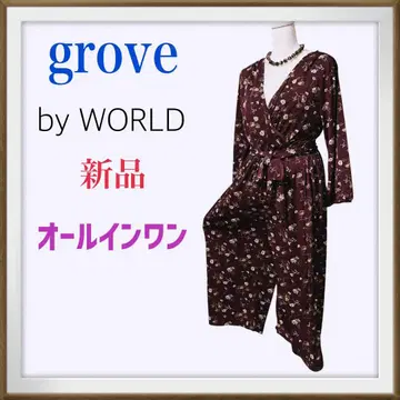 grove 새상품 작은 꽃 프린트 올인원 와이드 팬츠 타입 리본 포함