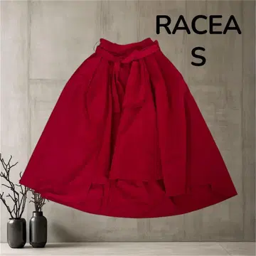 RACEA 라시아 롱 플레어 스커트 S 빨간색 슬릿 심플