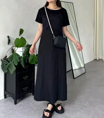 프론트 리본 뷔스티에 도킹 원피스