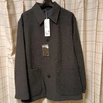 울 블렌드 셔츠 자켓 다크 그레이 M 사이즈 유니클로 U