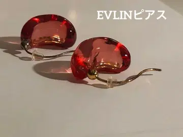 EVLIN 귀걸이 골드 후크 클리어 레드