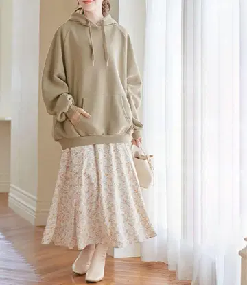 풀오버 후드티 가을/겨울 속기모 여성용 루즈핏 후드 부착 두꺼운 원단 M