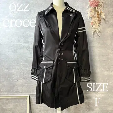 Ozz Croce 롱 코트 블랙 고딕 레이스업 디자인