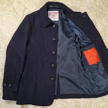 미사용급 해리스 트위드 별주 어반 리서치 로쏘 울 코트 네이비