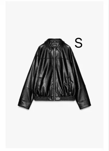 미사용 새상품 ZARA 페이크 레더 봄버 자켓 S 블랙